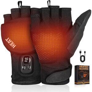 Heated Gloves for Men Women – 2 in 1 Full & Half Finger Design, Rechargeable